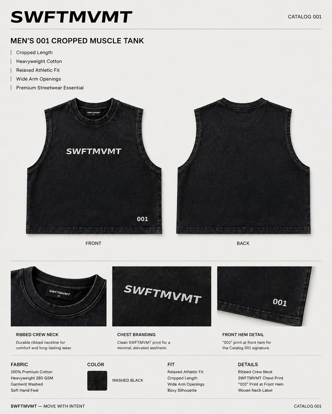 MEN’S 001 CROPPED MUSCLE TANK